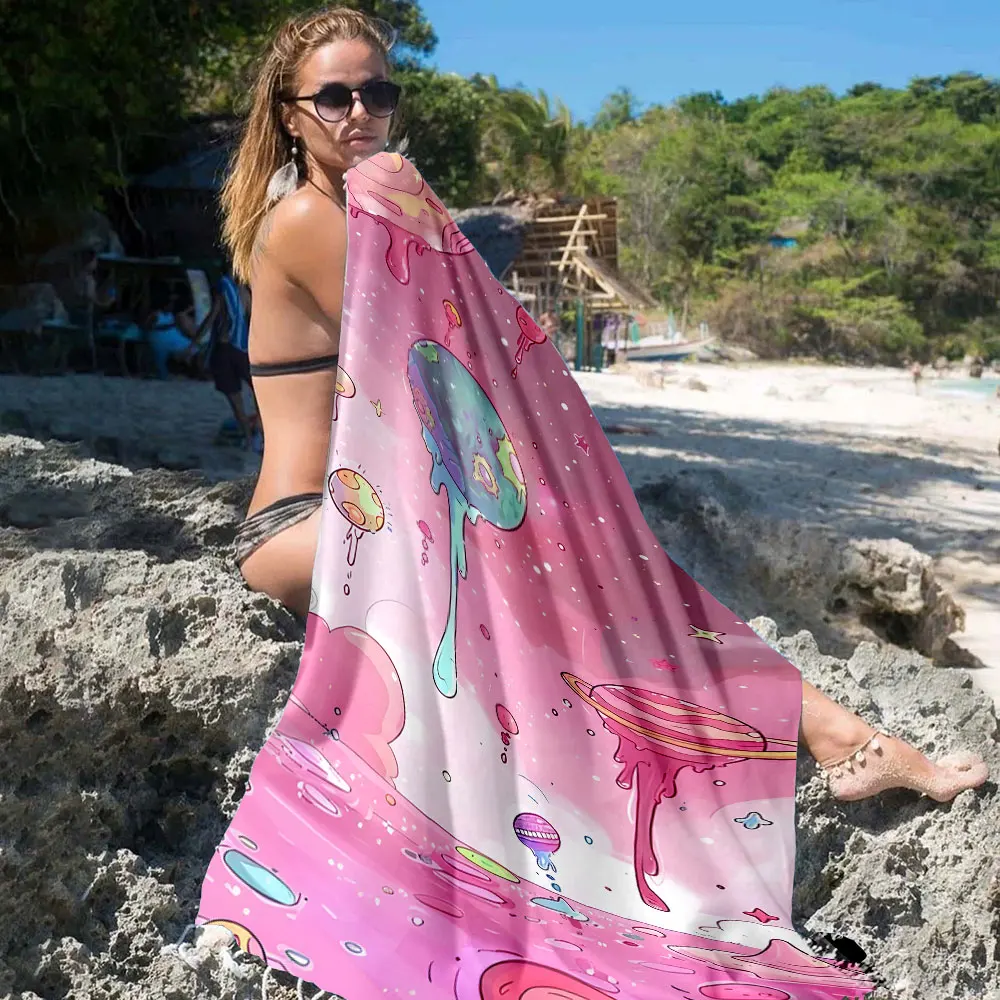Candy Space Beach Towels Ultra Lightweight Quick Drying Super Absorbent Summer Essential Fast-Drying Towel for Beach