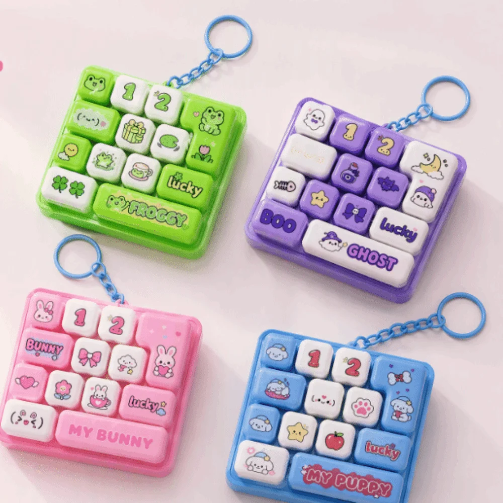 Plastic Clear Keyboard Keychain Mechanical Sounds Animal Patterns Keycap Keychain Clickable Keys Fidget Keyboard Keychain Office