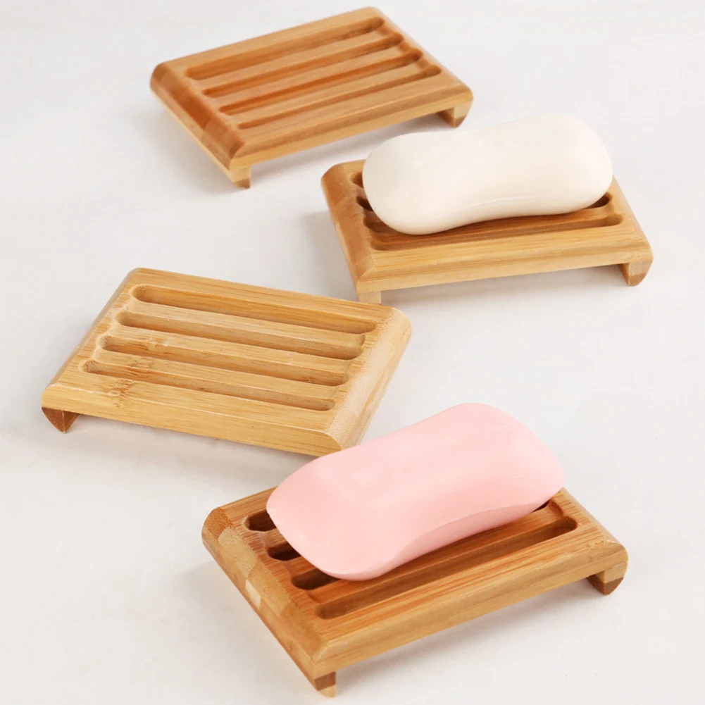 Creative Biodegradable Bamboo Soap Dish Holder Rack Tray Plate Portable Simple Natural Wood Soap Box For Home Bathroom Hotel