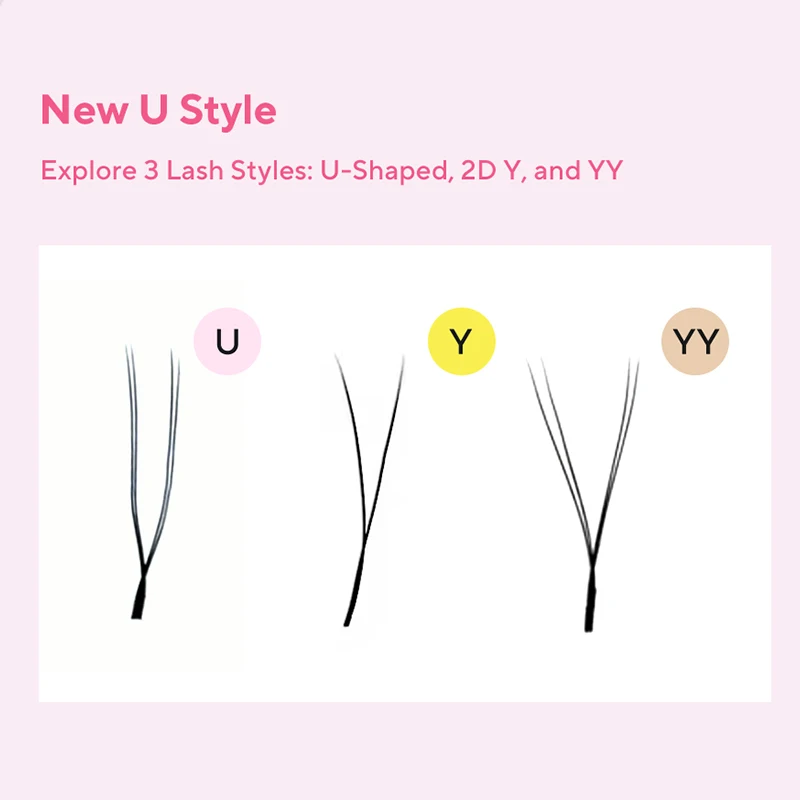 DIYDAY Extensión de Pestañas en Forma de U Fácil de Aplicar Volumen 3D Postizas Naturales Sueltas Forma U YY Visón Falso para Maquillaje 3