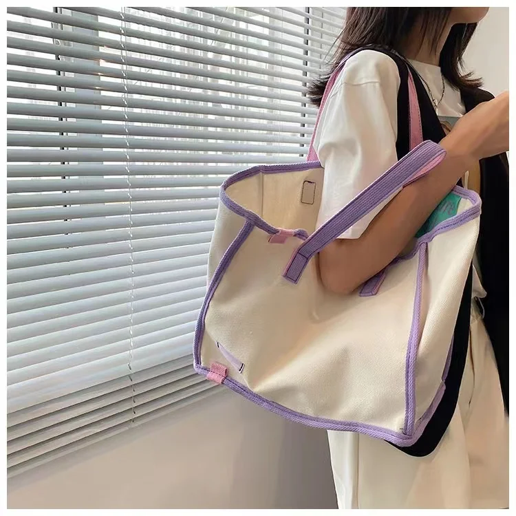 Canvas Bag Large Capacity Women\'s Summer 2024 Fashion Handbag Shopping Bag Single Shoulder Tote Bag