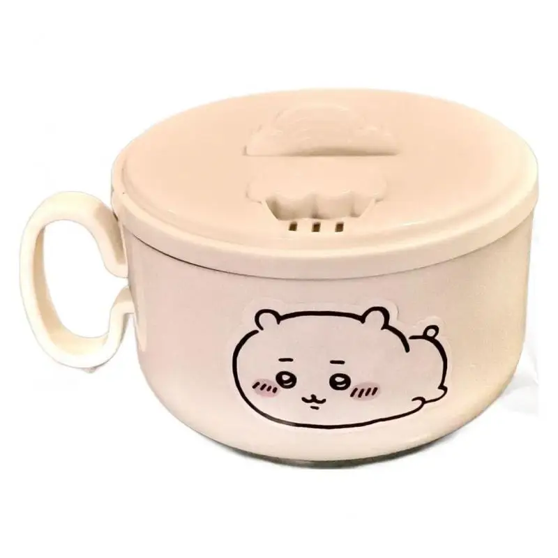 Kawaii Chiikawa304 Stainless Steel Bowl Student Lunch Box with Lid Large Capacity Double-Layer Insulated Bowl with Handle