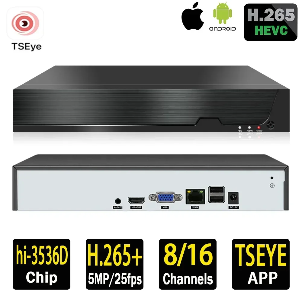 H.265+ 8ch/16ch NVR Network Video Recorder For Surveillance 5MP/4MP/3MP/2MP IP Camera System