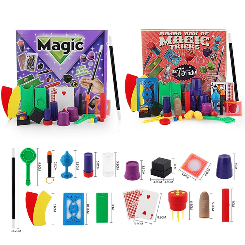 17pcs/Sets Funny Children\'s Magical Props Sets Classic Magical Tricks Set Toys Card Magical Puzzle Toy Sets For Kids Gifts