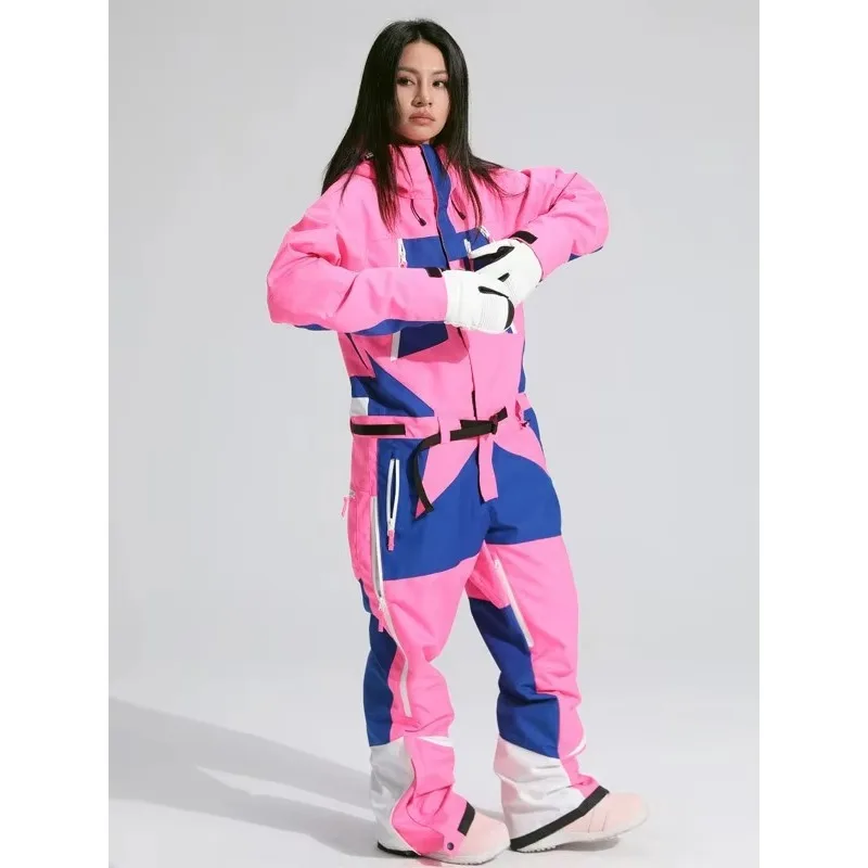 طقم بدلة تزلج احترافية من قطعة واحدة مقاومة للماء من STLF للرجال والنساء معدات رياضية شتوية بغطاء للرأس للتزلج والتزلج على الجليد #2