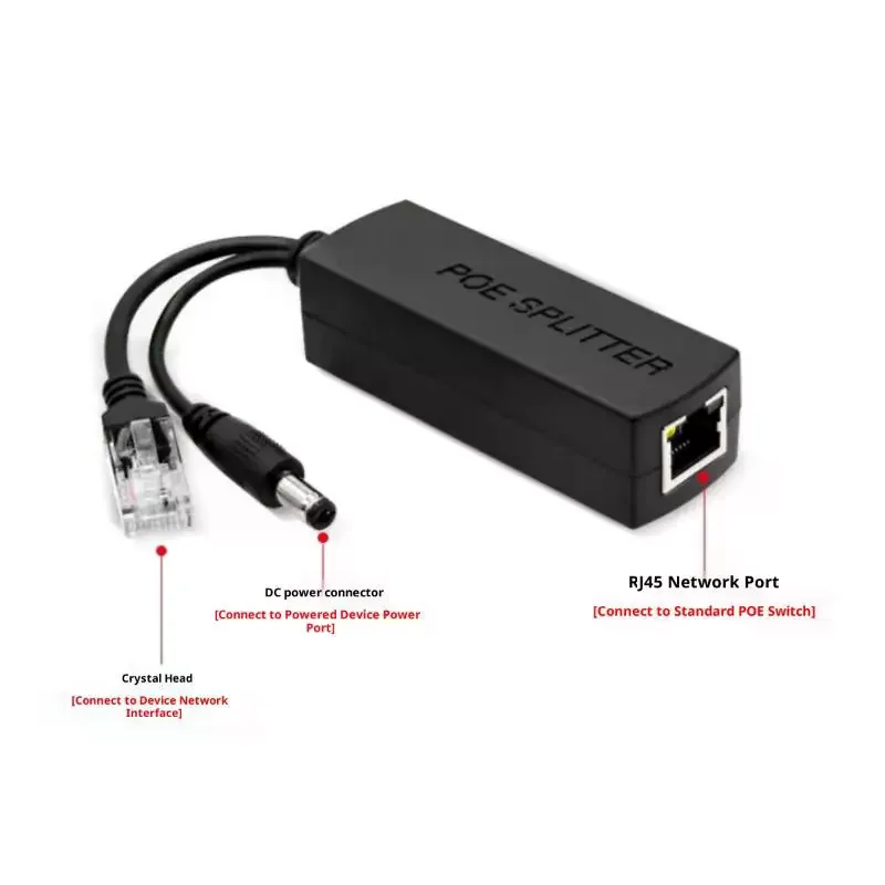 POE Splitter 24V/48V To 12V/5V IEEE 802.3af Output Power Over Ethernet Splitter Adapter Security System (Plug And Play)