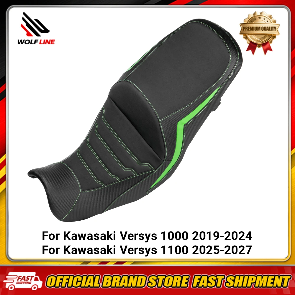 WOLFLINE Einteiliger Sitz für Kawasaki Versys 1000 2019-2024 & Versys 1100 2025-2027 Fahrer- & Beifahrersitzkissen zum Fahren