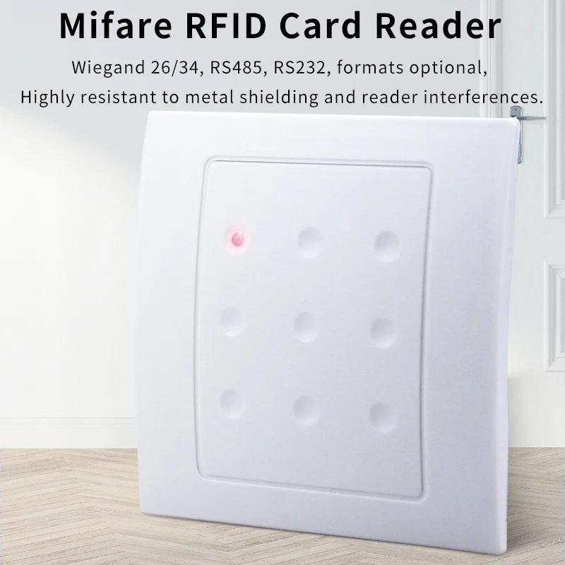 NFC Access Control Card Reader Wiegand26/34 RS232 RS485 Format Access Control System Compatible 13.56Mhz Mifare RFID Card Reader