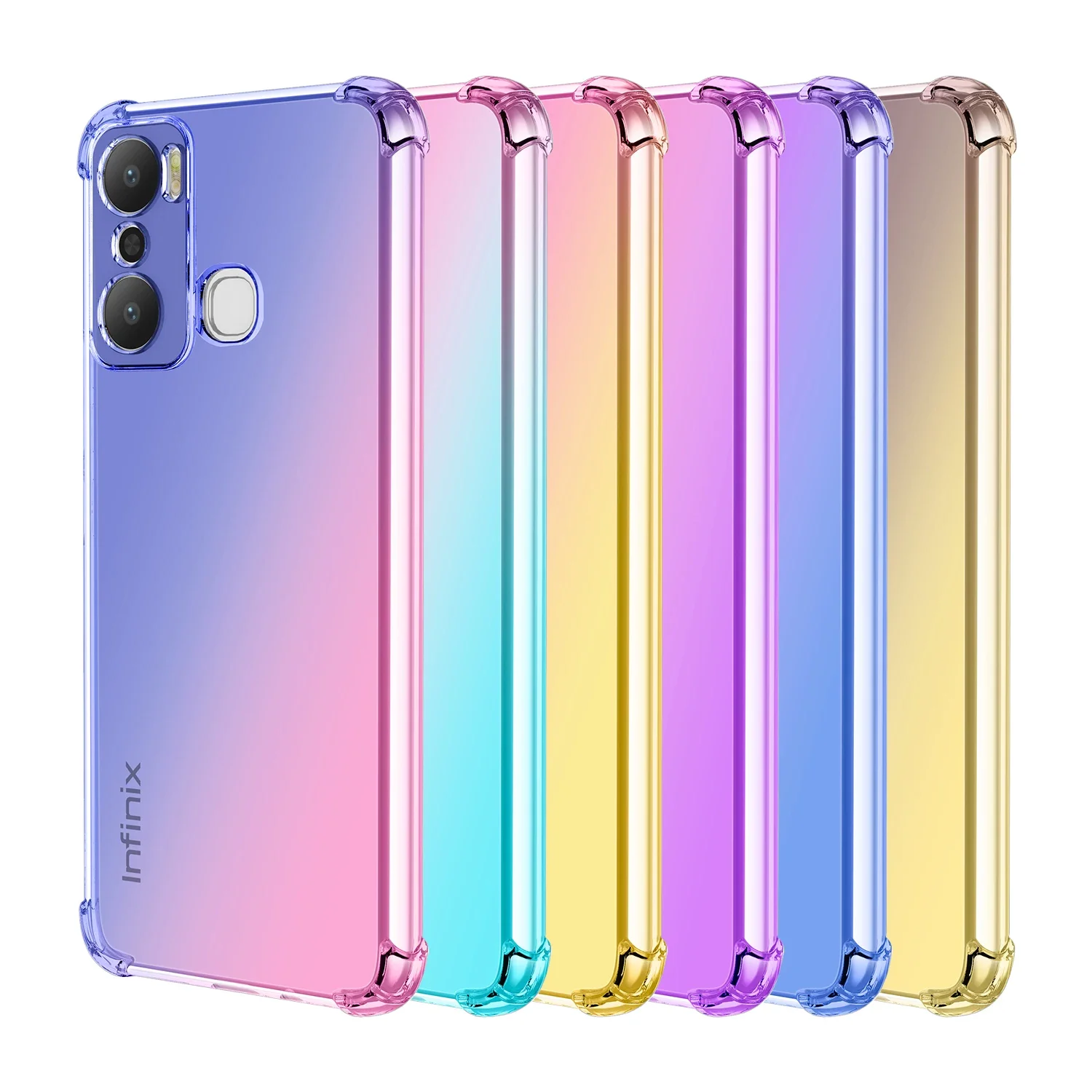 

for Infinix Hot 20 Play Hot 12 Pro Hot 11 Play /11S NFC Clear Cute Gradient Case Slim Anti Scratch Flexible TPU Shockproof Cover