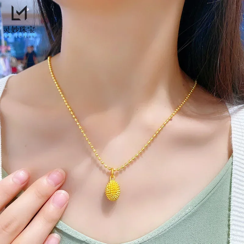 100% Plated Real 999 Gold 18k Net Red Durian Pendant Necklace Collar Chain Diy Beads Accessories Never Fade Gifts To Girlfriend