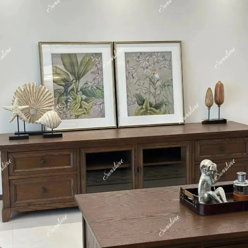 YAmerican rural simplicity, furniture customization, pure solid wood, TV cabinet
