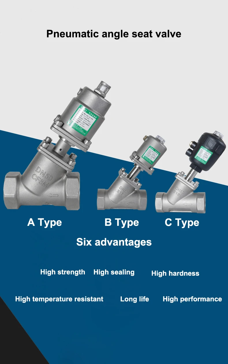 Électrovanne 304 stainless steel pneumatic angle seat valve, air control valve, shut-off valve, high-temperature steam valve, threade Eau et vapeur — détail 3