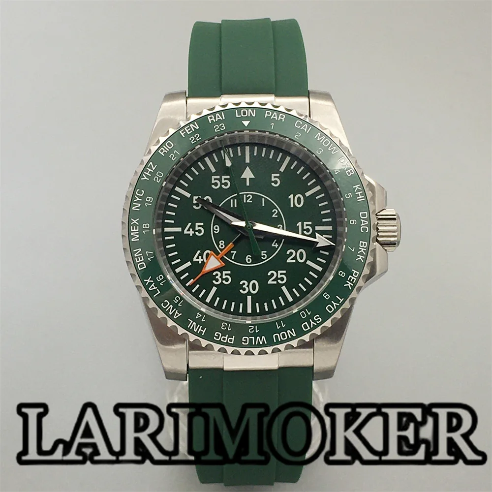 LARIMOKER 40.5mm NH34(GMT)  Men‘s fashion watch with ceramic bezel sapphire C3 Green luminous Green Dial  watch