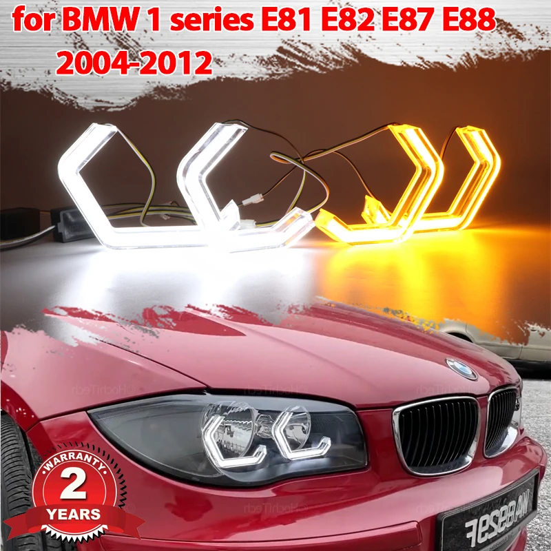 

White Yellow M4 style LED Angel Eyes Ring Lamp Turn Signal Car Running Light DRL for BMW 1 series E81 E82 E87 E88 2004-2013