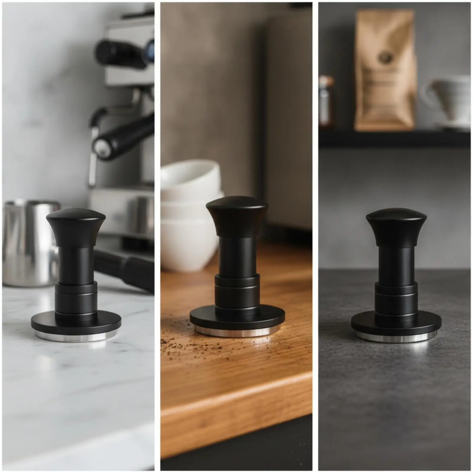 Spring-Loaded Coffee Tamper Quiet Operation Espresso Tamper with Stainless Steel Base Calibrated Pressure Consistent Extraction