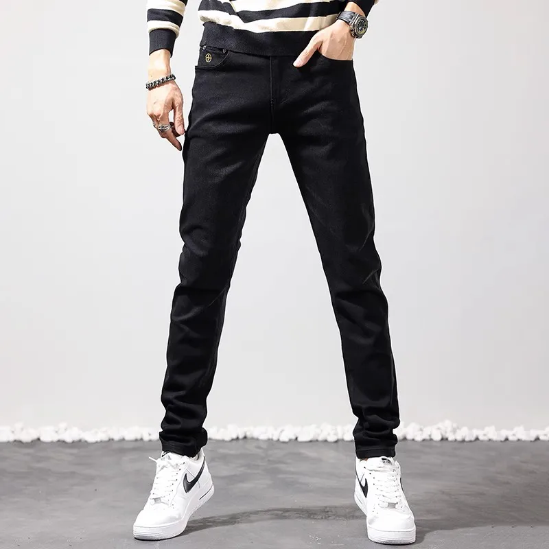 

Fashion Designer Men Jeans High Quality Black Stretch Elastic Slim Fit Vintage Jeans Men Korean Style Casual Denim Pants Hombre