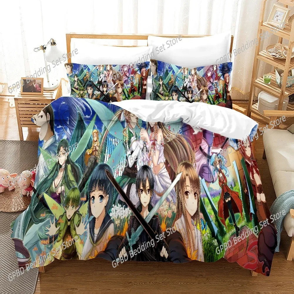 High Quality 3D Digital Printed Sword Art Online Pattern Duvet Cover with Pillow Cover Bedding Set Anime Bed Set Bedroom Deocr