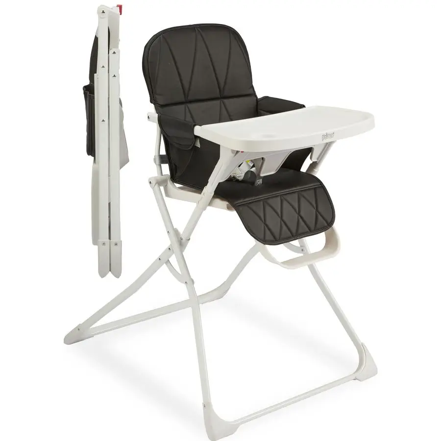 

Складной стульчик для кормления PopUp для детей от 6 до 36 месяцев, черный складной стульчик в пляжном стиле со съемным подносом, можно мыть в посудомоечной машине,