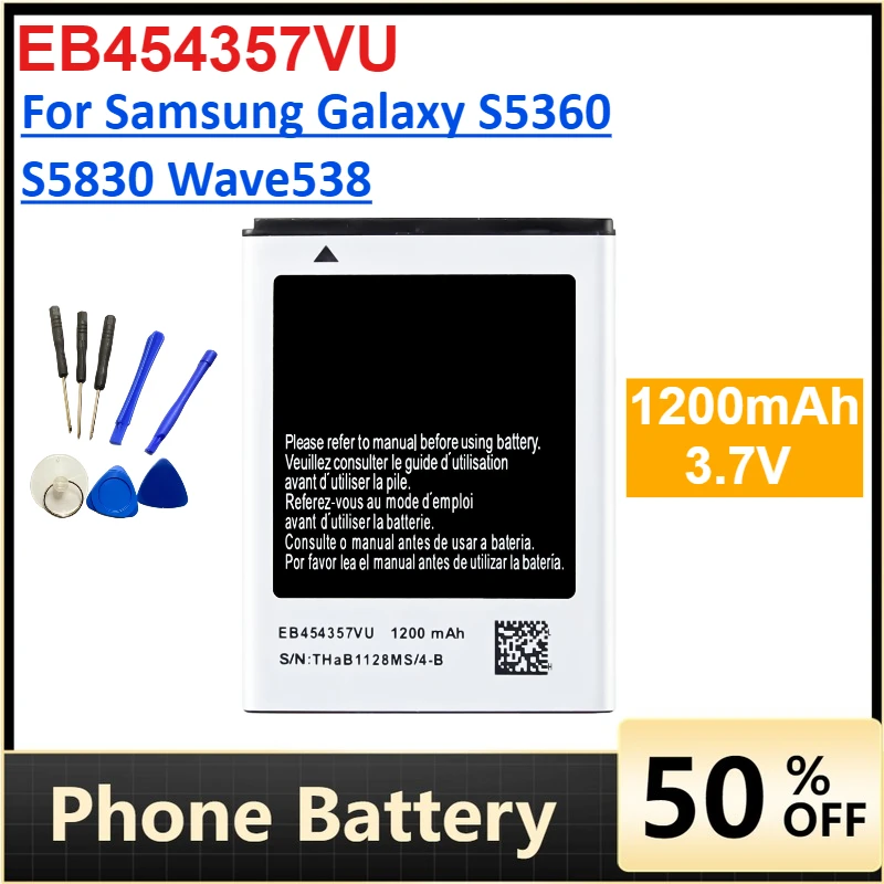 

EB454357VU 1200 мАч 3,7 В Аккумулятор для мобильного телефона Samsung Galaxy Y S5360 Y Pro B5510 Wave S5380 Pocket S5300 Chat B5330 Аккумулятор