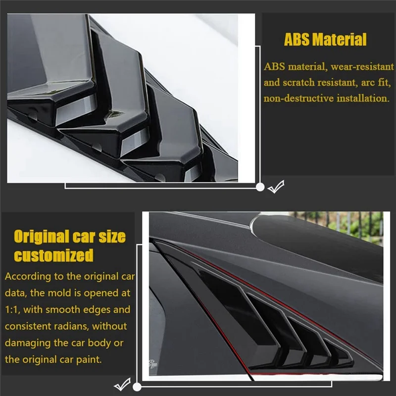 

Car Rear Window Louver Shutter Trim Cover For Hyundai Elantra 2021-2023 Air Vent Scoop Shade Decorate Bright Black-A97E