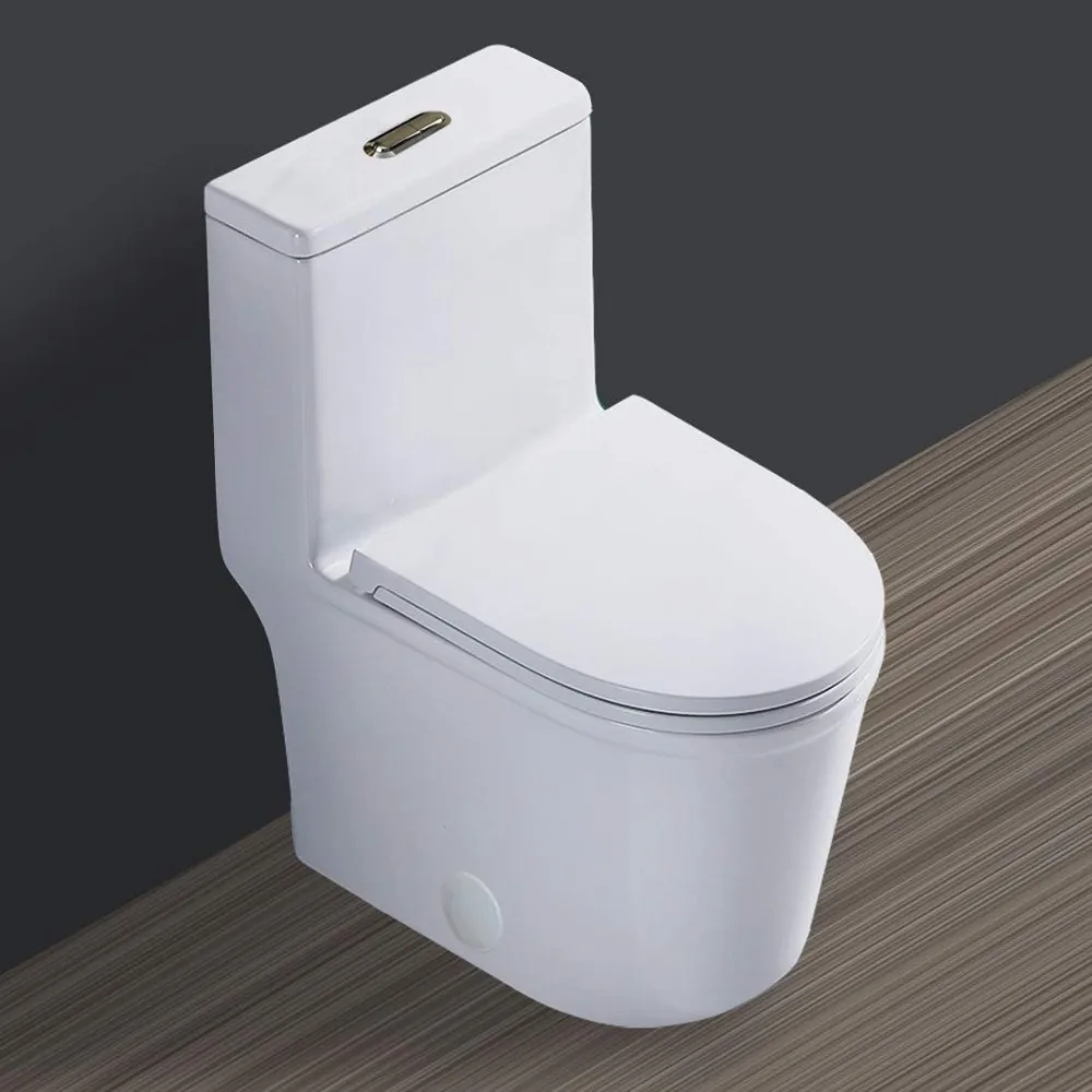 

Compact One-Piece Toilet with Modern Short Design for Small Bathrooms, Dual Flush System, 22.8 Depth, 12 Rough-in, White (WZ5079