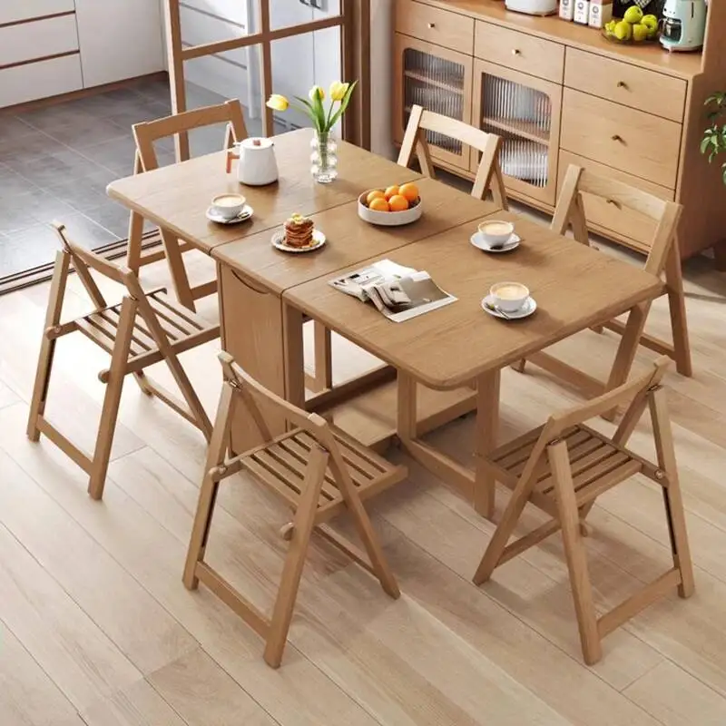 Juego de Mesa de Comedor Simple con 4 Sillas, Mesa de Comedor Cuadrada de Lujo Estilo Vintage Extensible, Mesas y Sillas de Comedor Nórdicas, Muebles de Cocina