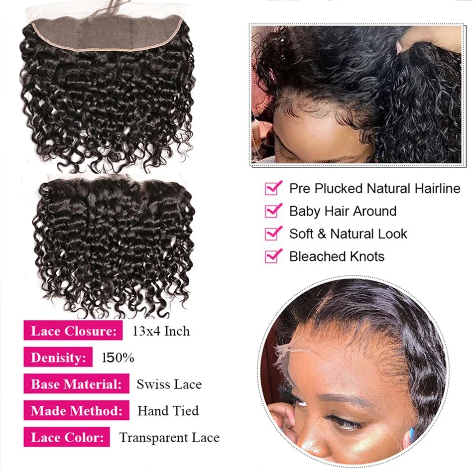 Kinky Curly 3 Bundles With Frontal Hair Natural Color Hair Extensions 100% Human Hair Weave 30Inch Brown Lace Frontal Remy Hair