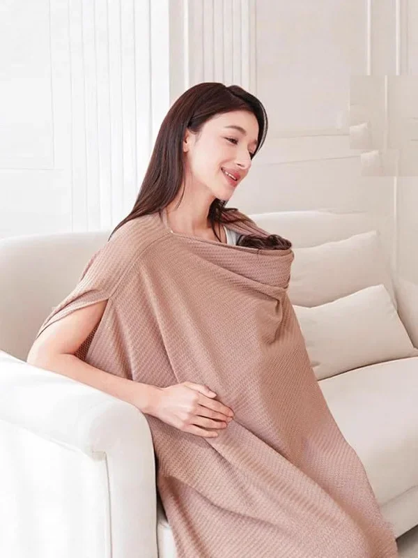 Multifunctional Baby Nursing Cover Waffle Elastic Breastfeeding Towel Convenient Windproof Sunshade Shawl Baby Stroller Cover