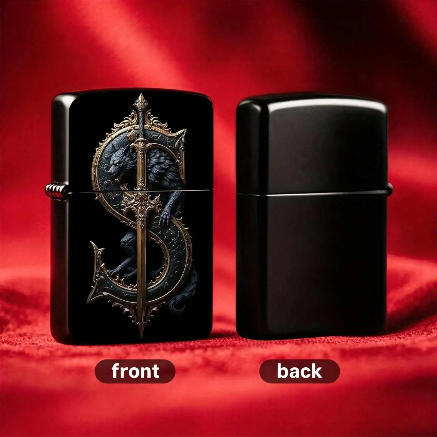 Vintage Gothic Style Wolf Pattern Flip Windproof  Lighter Refillable Portable Pocket Lighter Exquisite Carved Sword-shaped Wolf Totem Design High-end Texture Collectible Daily Carry  Humorous and Fun Lighter