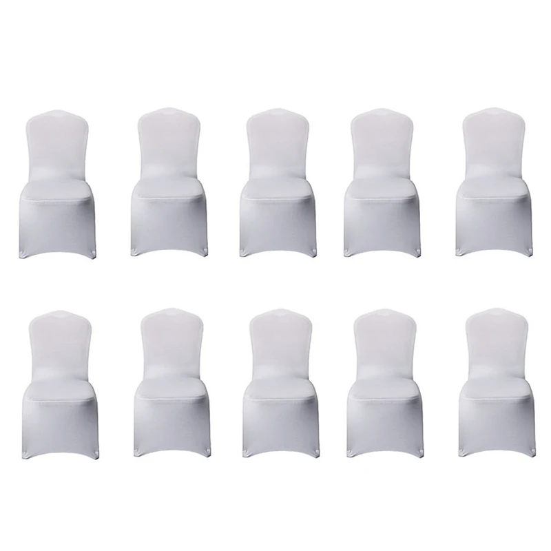 

10 Piece Chair Cover Stretch Slipcovers White Polyester Dining Chair Decoration Covers For Wedding Party