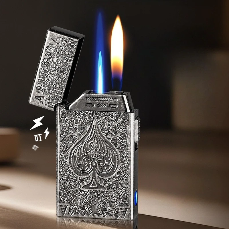 Butane Gas Lighter with Relief Technology Windproof Metal Lighter Dual Fire Conversion, Intelligent Inflatable Cigarette Lighter