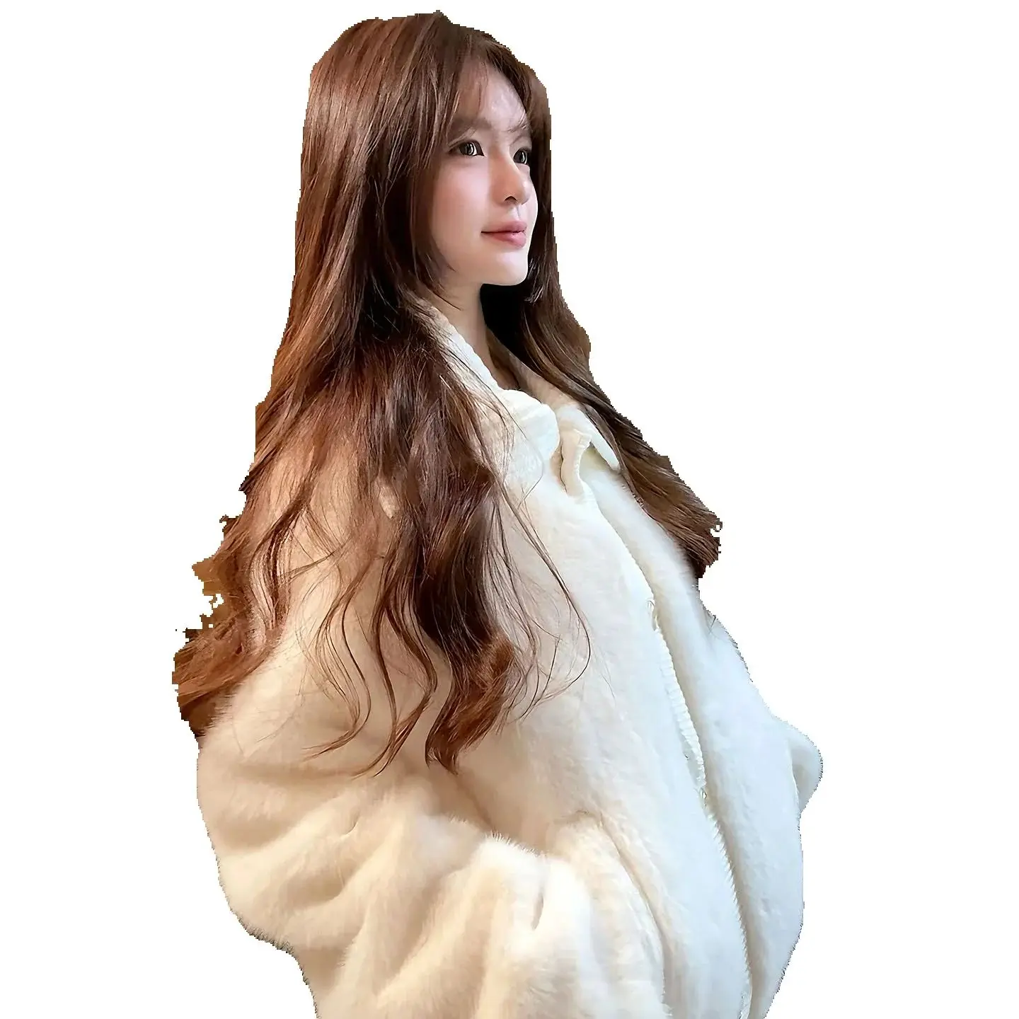 A white fur one-piece lambskin fur coat for women's autumn and winter 2025, a super beautiful eco-friendly fur top