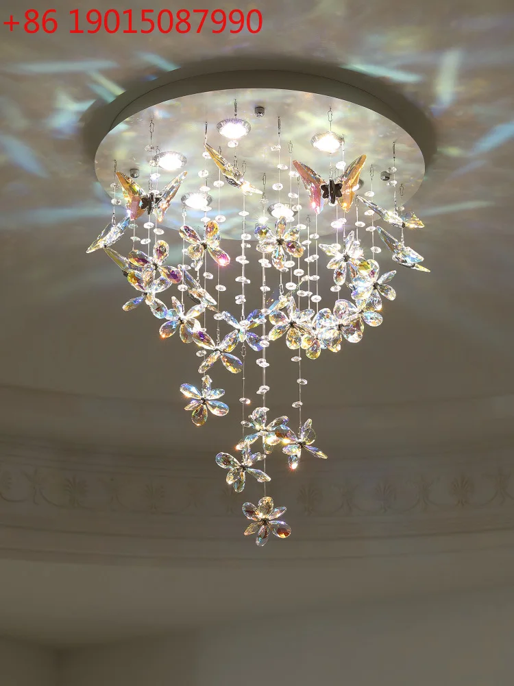 

Butterfly crystal chandelier advanced atmosphere master bedroom light study light children's room art ceiling light