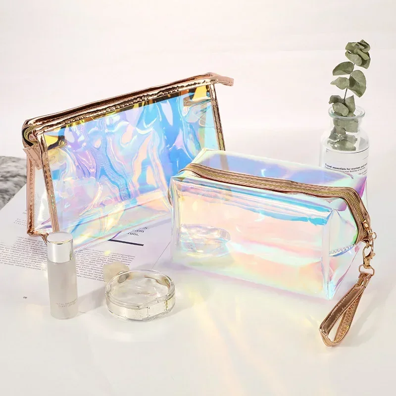 New Laser Transparent Waterproof Storage Bag Portable Makeup Pouch Large Capacity Cosmetic Skincare ToiletryOrganizer Wash Bag