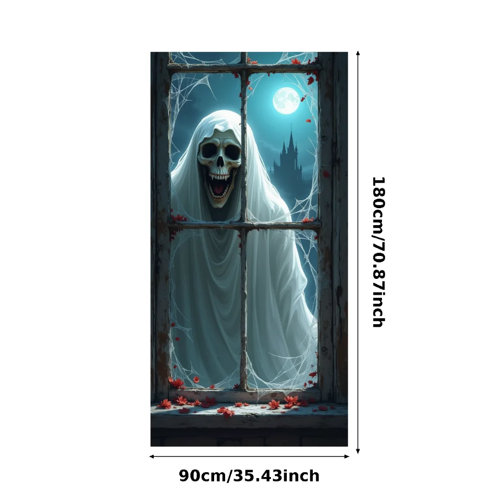 Halloween Door Decoration Halloween Skeleton Ticket Booth Banner Spooky Carnival Entrance for Halloween Party Haunted House Even view 5