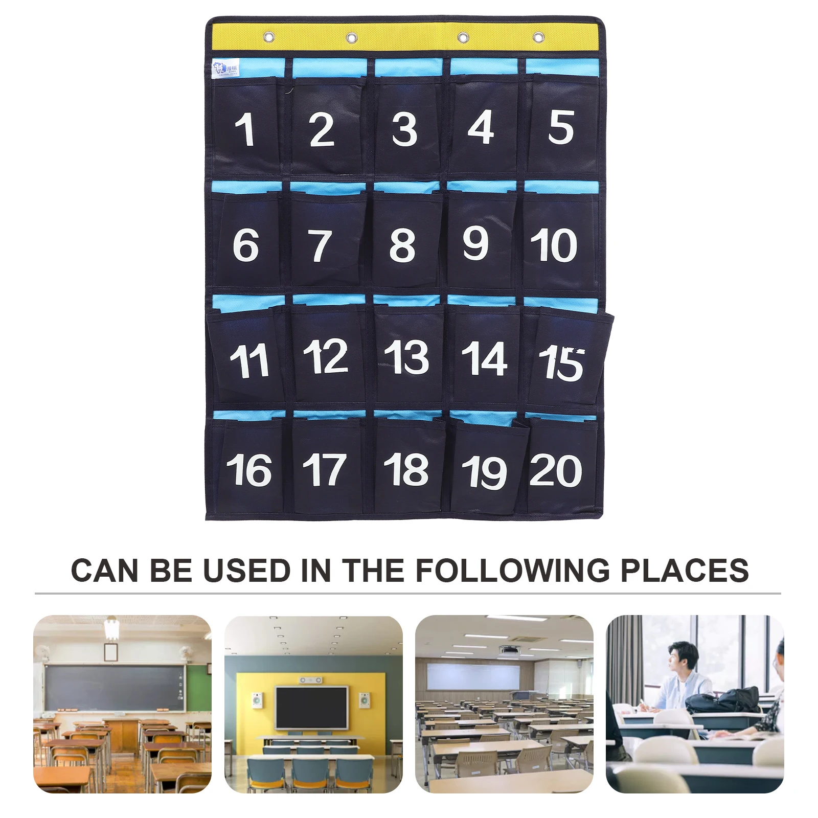 

Non Woven Phone Bag with 4 Metal Rings for Classroom Cell Storage Pouch Student Mobile Holder Wall Mount Pocket Chart