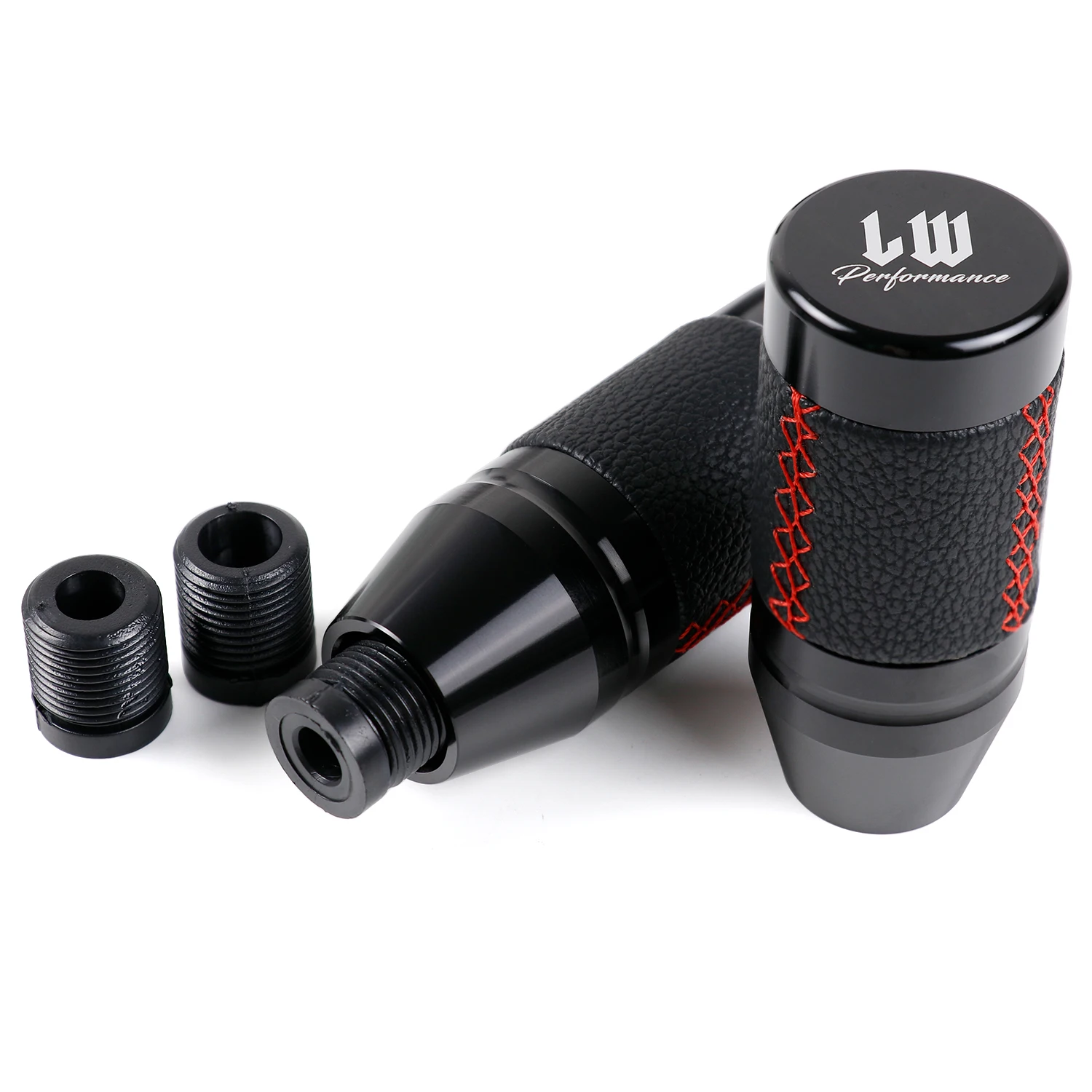 LW 85mm مقبض ناقل حركة السيارة الألومنيوم والجلود ناقل الحركة اليدوي عصا شيفتر رافعة #4