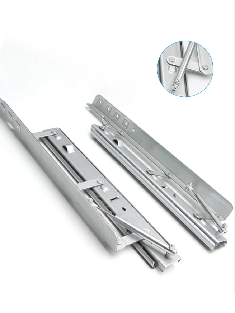 Imagem -05 - Telescópica Mesa de Jantar Elevador Slides Trilhos Intercâmbio entre Mesas Quadradas e Redondas Push-pull Hidden Hardware Tabela Set