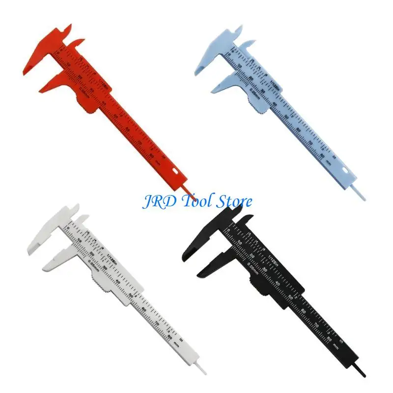 A2UD 4PCS 80 mm 미니 플라스틱 캘리퍼 버니어 캘리퍼 캘리퍼 이중 스케일 슬라이딩 게이지 측정 도구 학생 사무실 사용