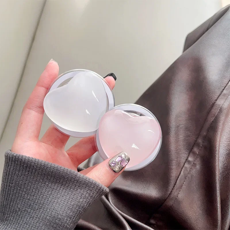 ที่ยึดโทรศัพท์แบบแม่เหล็กทรงหัวใจแก้วสีชมพูสไตล์เกาหลี Y2K พร้อมขาตั้งถอดได้สำหรับ Magsafe ใช้ได้กับสมาร์ทโฟนทุกรุ่น สำหรับ iPhone 17