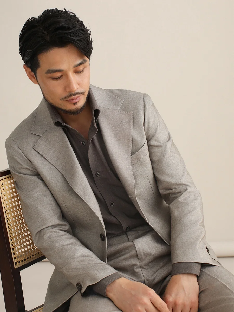 

Cultum Italian Sle 405g Neapolitan Men's Wedding Suit Tee-Piece Set Casual Wedding Outfit Polyester Viscose Wool Blend