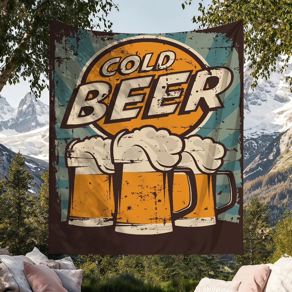 Beer Time Humorous flag Tapestries Outdoor Parties Wall Decor Camping Bedrooms Living Rooms Dorms Gifts