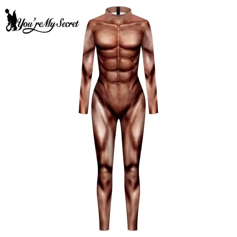 [أنت سري] أزياء الهالوين التأثيرية للبالغين بدلة العضلات المطبوعة ثلاثية الأبعاد للبطل الخارق كرنفال لعب الأدوار المرحلة