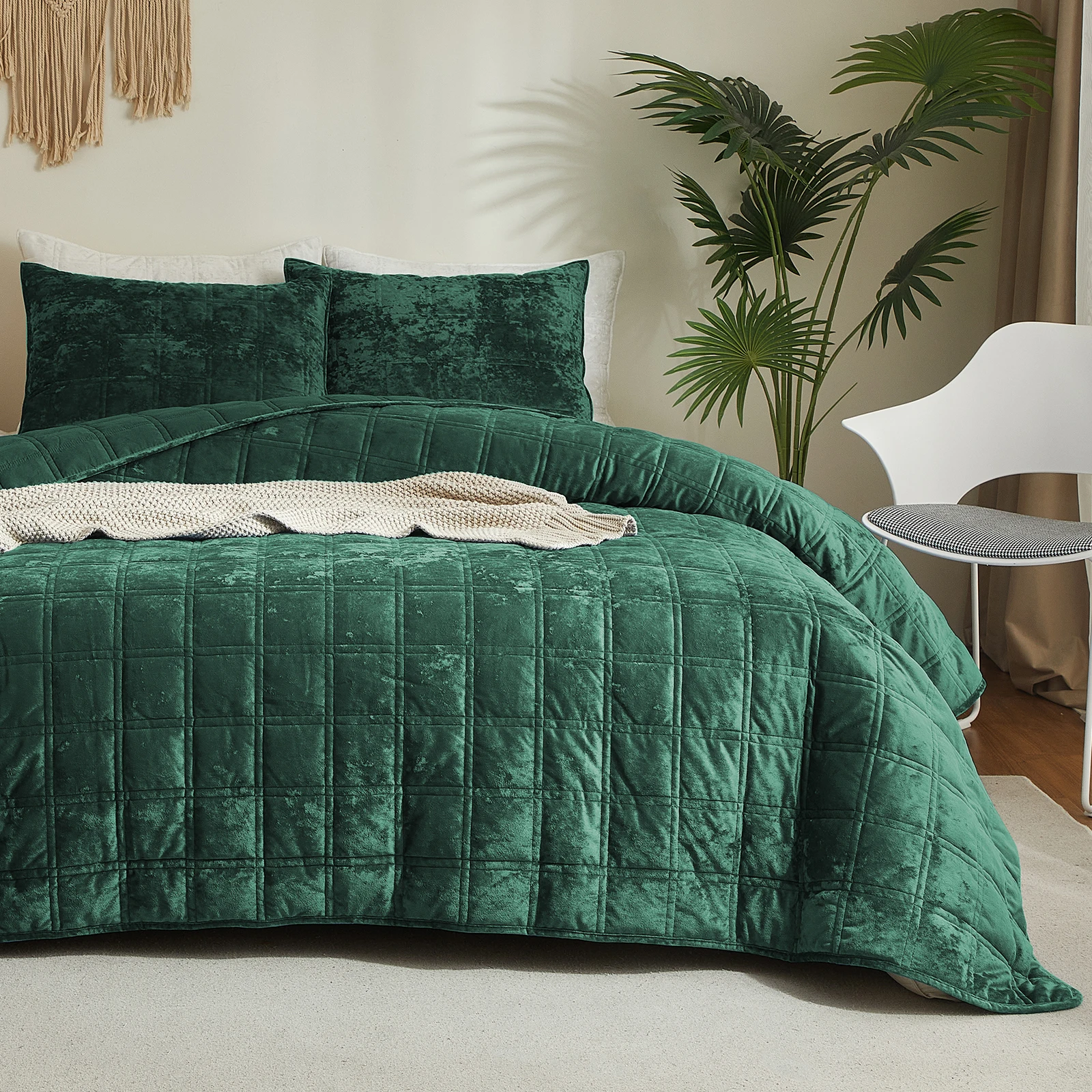 

SKSBTF однотонное покрывало из мягкого бархата, стеганые простыни, комплект матраса, топпер, одеяло, полный королевский размер, двойное покрывало для пары