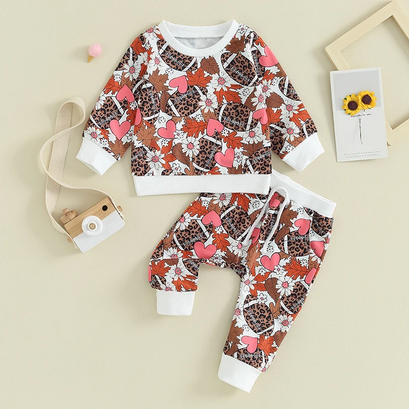 

2023-08-26 Lioraitiin 3M-3Y Casual Newborn Boys Girls Clothes Set Toddler Rugby Sweatshirt and Elastic Waist Pants Outfits Suits