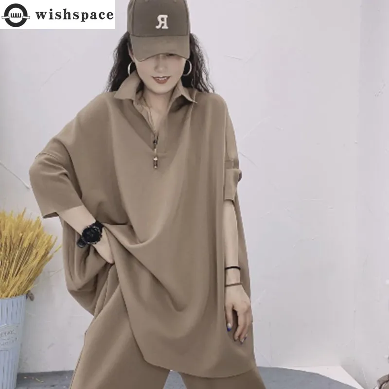 Fashion Set Women's Spring/Summer European and American Casual Loose POLO Shirt Casual Shorts Age Reducing Two Piece Set