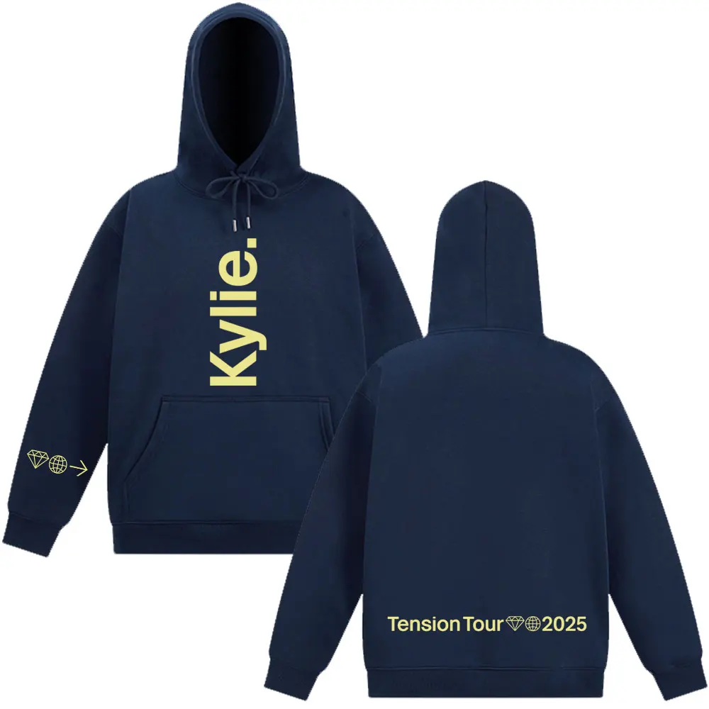 جولة التوتر 2025 هوديس كايلي مينوغ المغني طباعة البلوز النساء الرجال الملابس فضفاضة الشتاء هوديي الصوف الهيب هوب البلوفرات
