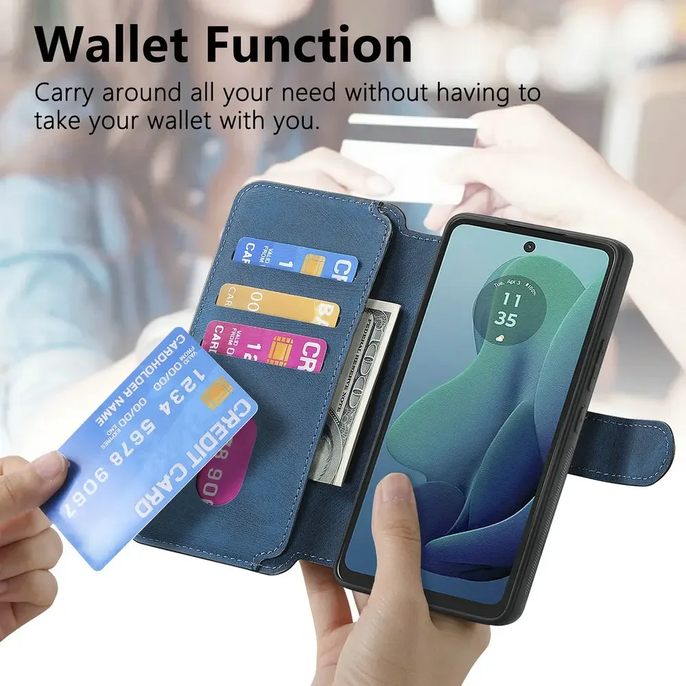 Luxury Case 2In1 Leather Capa for Motorola Signature Moto Edge 70 Fusion 5G Flip Cover Book Funda Edge 50 Neo 60 Pro G86 Power