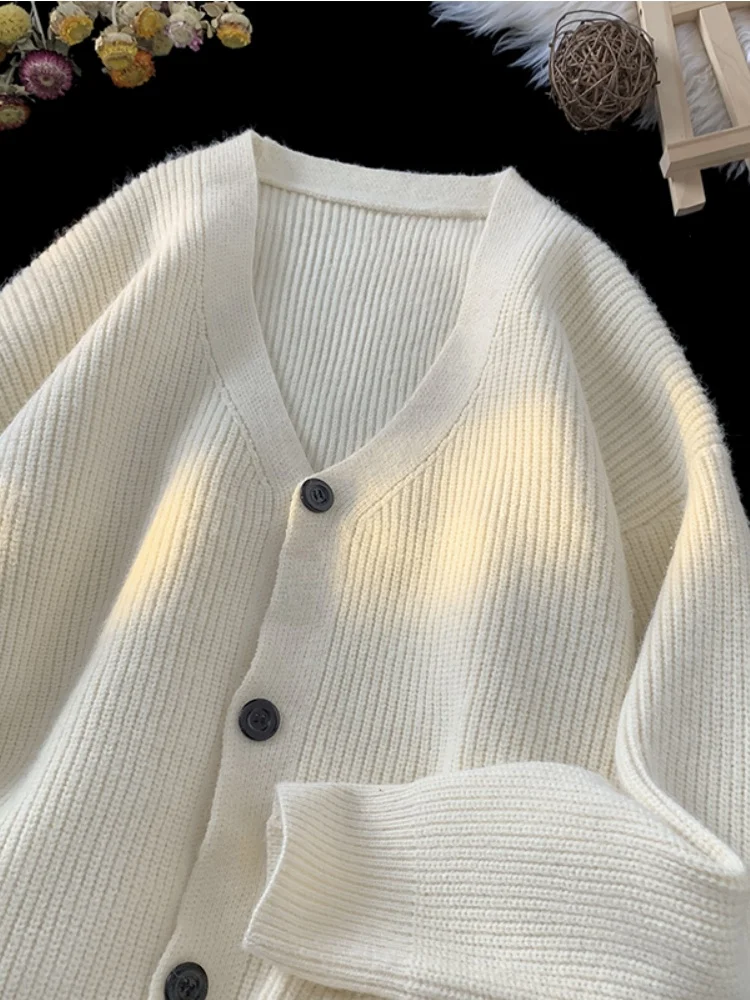 

Men's V-Ne Open Cardigan Sweater 2025 New Autumn Japanese Sle Loose Knitted Sweater Couple Yarn Clothing Casual Loose Sle