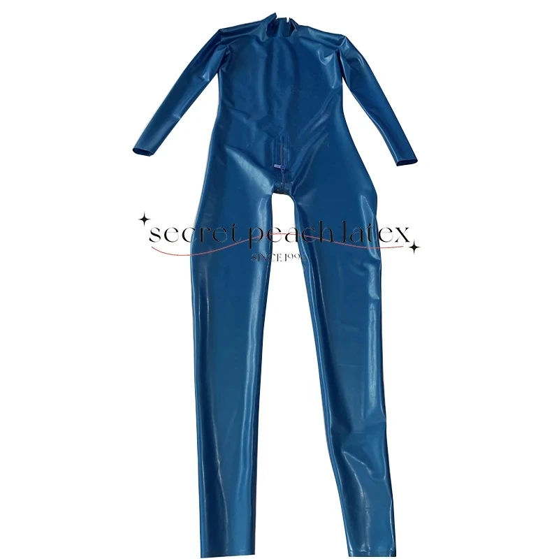 Latex Bodysuit Metallic Blue Latex Suit Unisex Rubber Suit Customizable zippers and colors